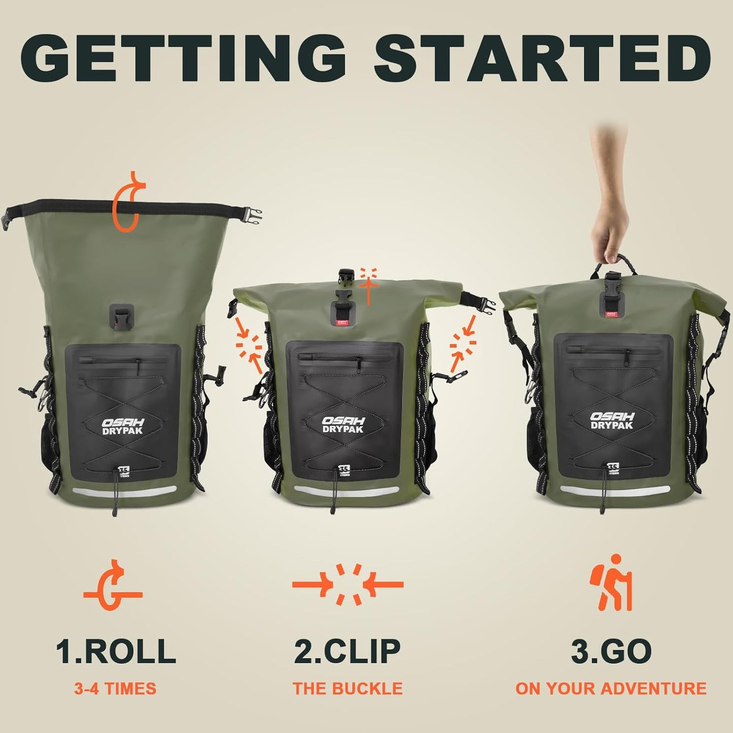 Waterproof Backpack Dry Bag 35L/55L/85L ā Heavy Duty Roll-Top Hiking Backpack for Travel, Kayaking, Boating, Camping, Rafting and Fishing