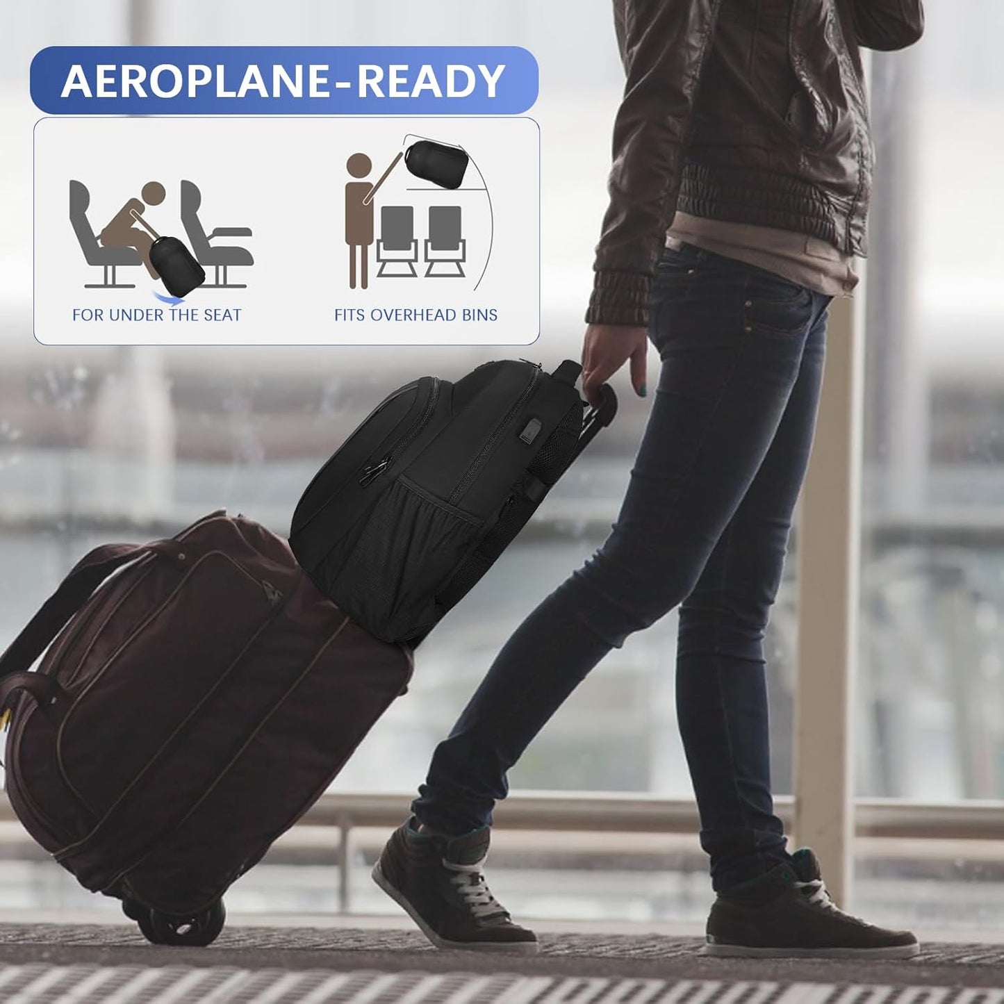 LARIPOP Extra Large Backpack,17.3 Inch Business Laptop backpack for Men Women with USB Charging Port,Water-Resistant Laptopack Weekender Daypack for Work College Computer