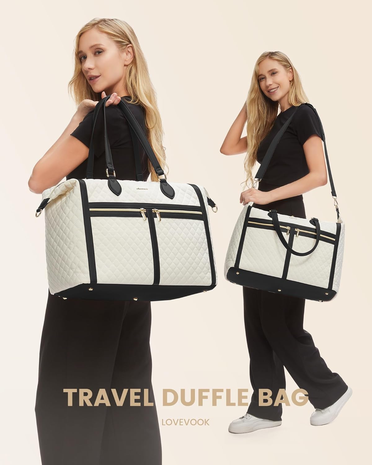 LOVEVOOK Travel Weekender 4-in-1 Duffle With Shoes Compartment, Carry On Overnight Bag, Toiletry Pouch & Wet Pocket, Large Tote for Women Labor Delivery Hospital