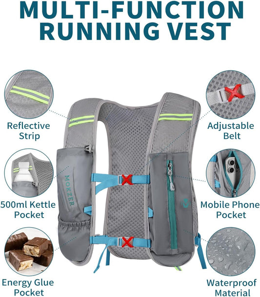 Running Hydration Vest with a 2L Water Bladder, Hydration Pack Lightweight Water Backpack for Running Hiking Cycling Marathon Trail for Men Women