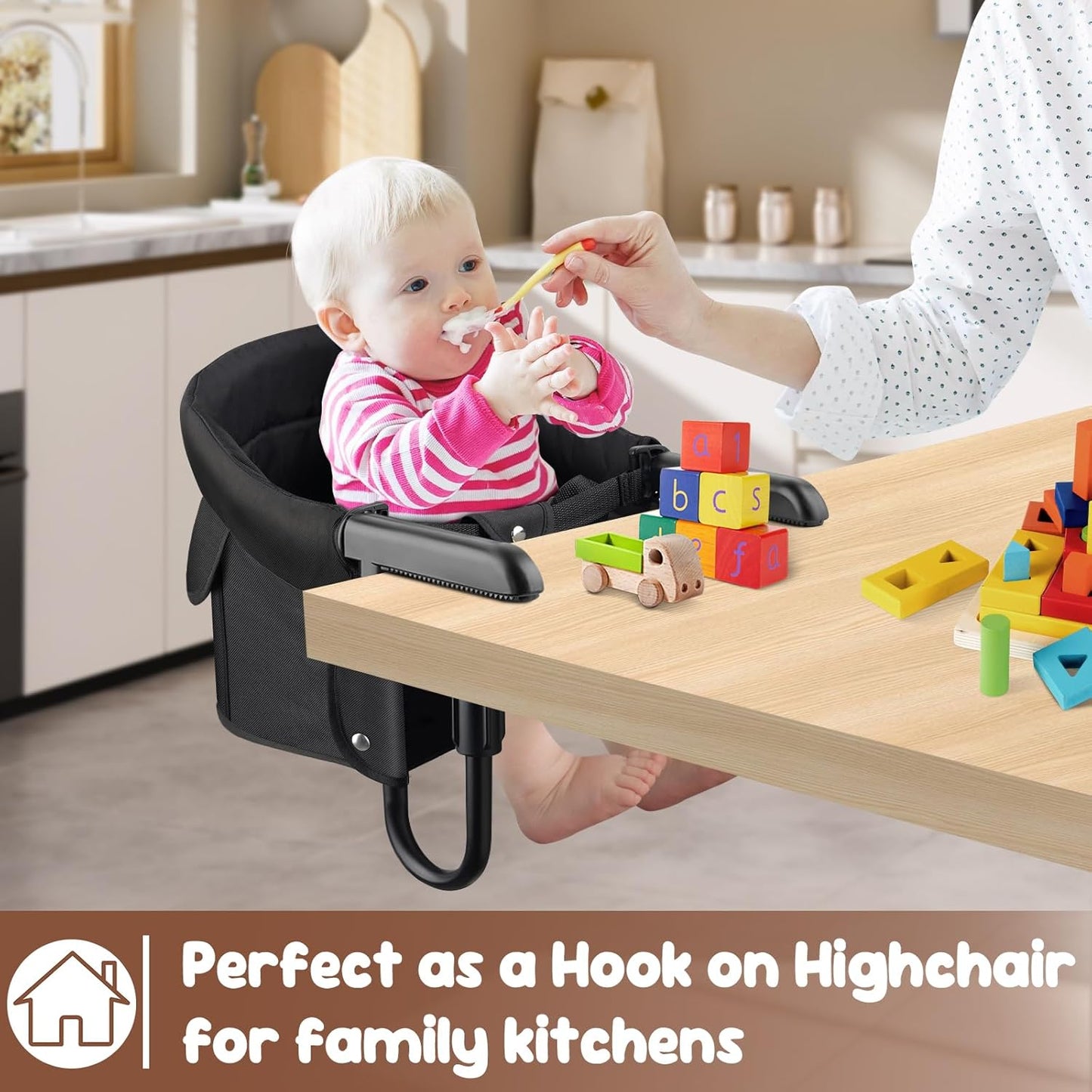 Hook-On High Chair for Babies Toddlers (6-36 Months),Portable High Chair for Chairs at Table, Attach to Fast Table Chairs,Foldable Storage Feeding Seat for Home and Travel,Bumbo Seat Clip On HighChair