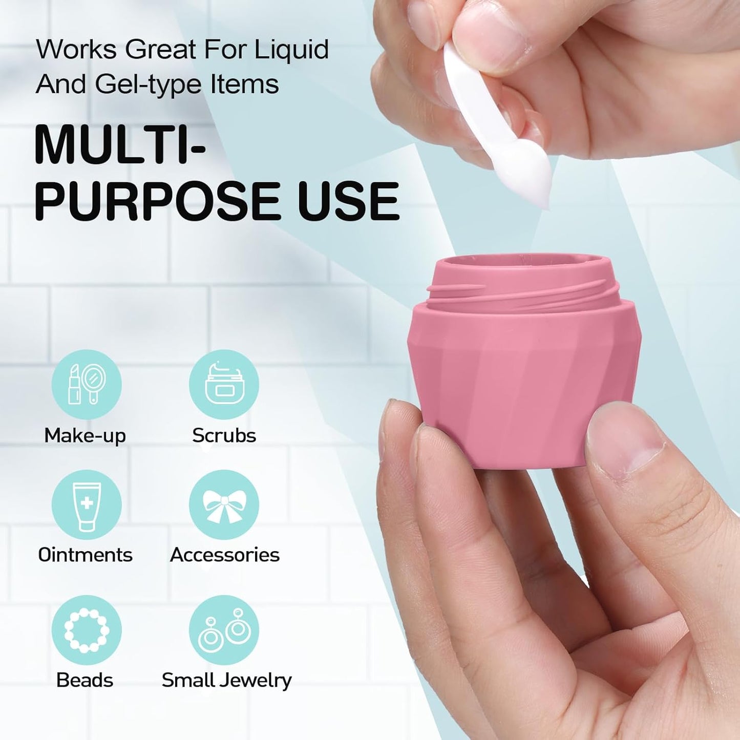 14pack Travel Bottles for Toiletries, TSA Approved Travel Size Toiletries Containers Set, Premium Silicone Leak Proof Refillable Bottles & Creams Jars Accessories Kit W/Clear Bag (Vibrant)