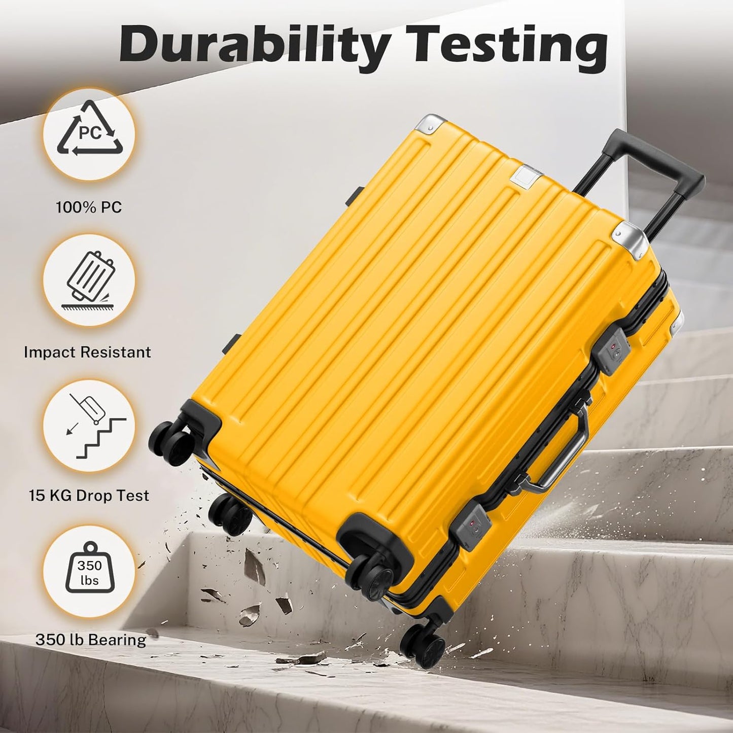 Krute Aluminum Frame Carry On Luggage 20 Inch Zipperless Luggages USB Charger Hardside PC Suitcase With Spinner Wheels Airline Approved Hard Shell Suitcases with TSA Lock (1 Piece)