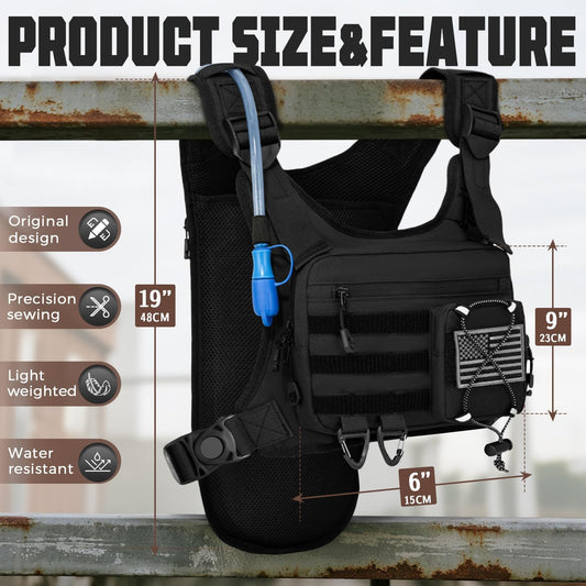 Hydration Vest(The design patent has been granted )with 2L Water Bladder for Men and Women,Lightweight Adjustable Hydration Backpack,Reflective Running Hydration Chest Bag for Hiking Climbing Cycling