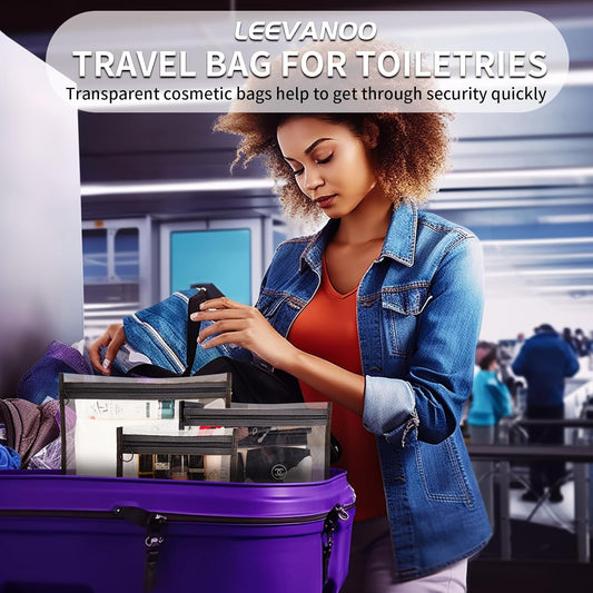 Clear Makeup Bags,small makeup bag,3pcs Makeup bag Hanging Pouches,mesh zipper pouch bags,purse organizer for Daily or Travel to Keep Small Items(Clear set)