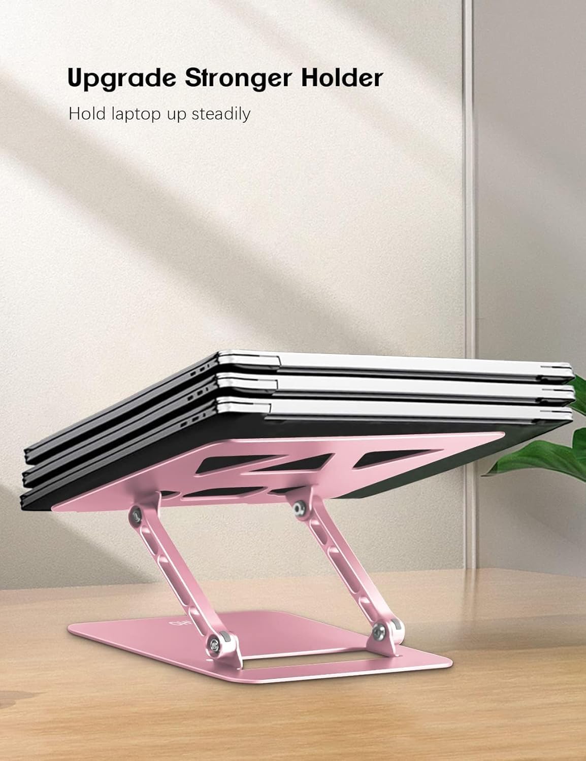 Laptop Stand Holder, Adjustable Desk Laptop Riser, Foldable Notebook Computer Stands for MacBook Air Pro HP Lenovo Dell Samsung Chromebook, Up to 15.6 inch, Rose Gold