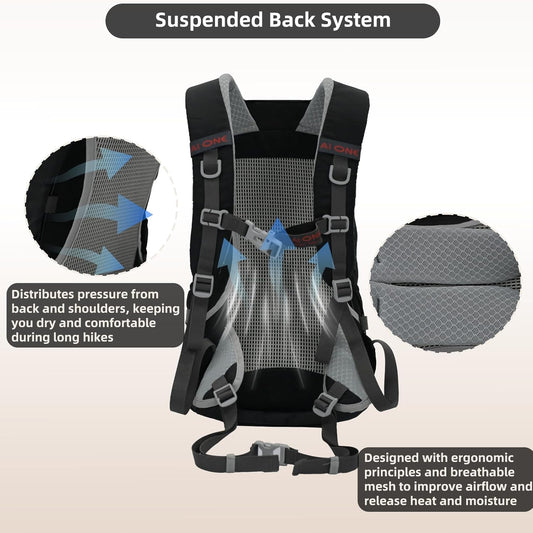 22L Hiking Backpack Lightweight Durable Waterproof Internal Frame Multi-Purpose Daypack for Men & Women, Camping, Hiking, Travel, and Cycling