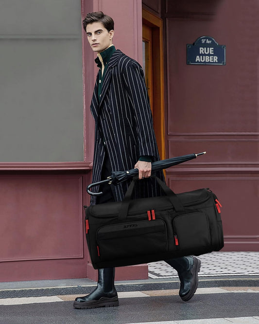 Large 3 In 1 Waterproof Garment Duffle Bags for Travel with Shoe Compartment, Mens Carry On Convertible Garment Bags for Travel Combo with Wet Compartment, Suit Bag Travel for Men and Women (black)
