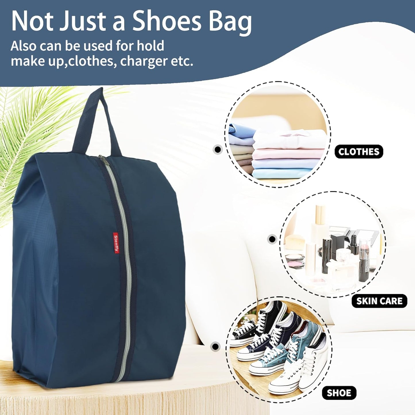 6pcs Portable Shoe Organizer, Travel Pouches with Zipper, Golf Shoe Bags, Clothes Bags, Soccer Cleats Bag Shoe Pouch for Gym, Waterproof, Odor-Resistant (Navy Blue)