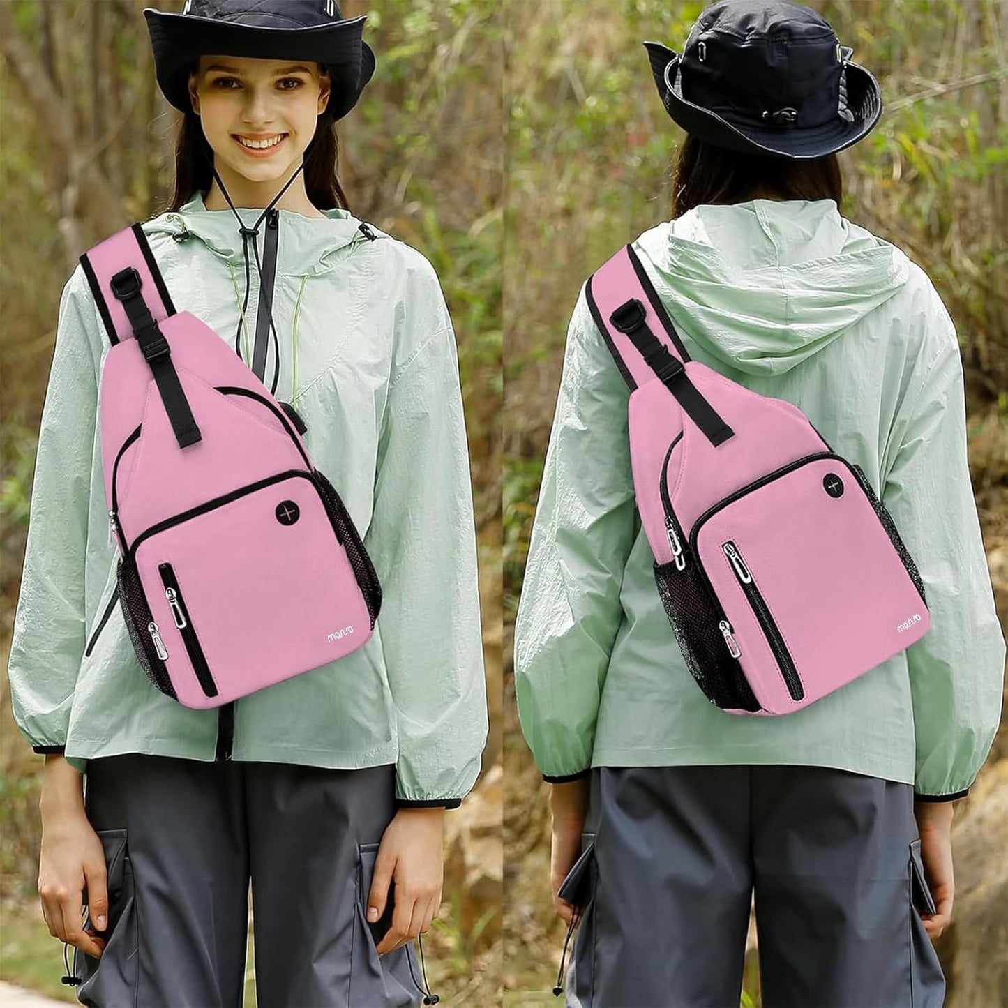 MOSISO Sling Backpack Bag, Crossbody Shoulder Bag Travel Hiking Daypack Chest Bag with Front Square Pocket&USB Charging Port