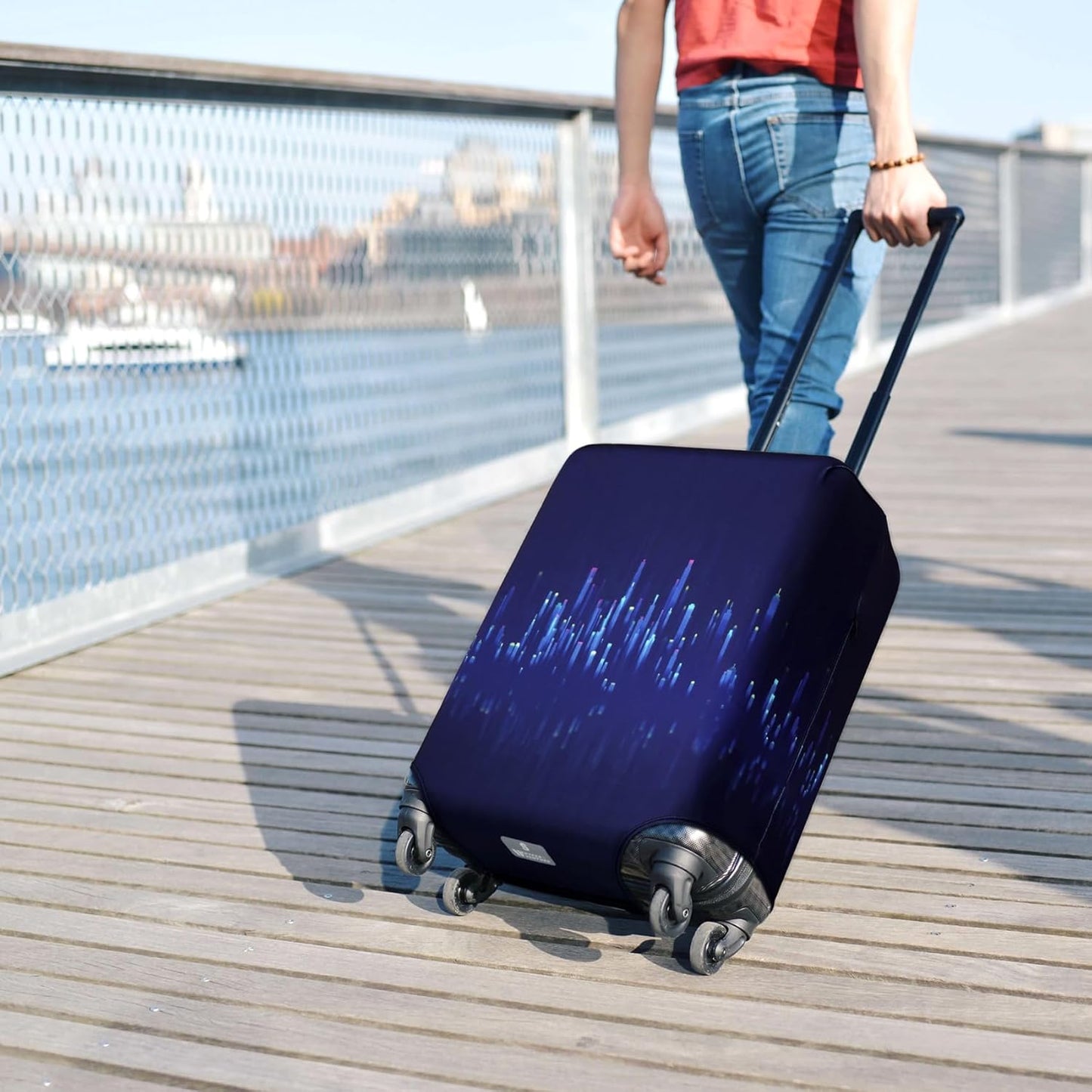 HYPER VENTURE Washable Luggage Cover - Fashion Suitcase Protector Fits 18-22 Inch Luggage (Nightscape, S)