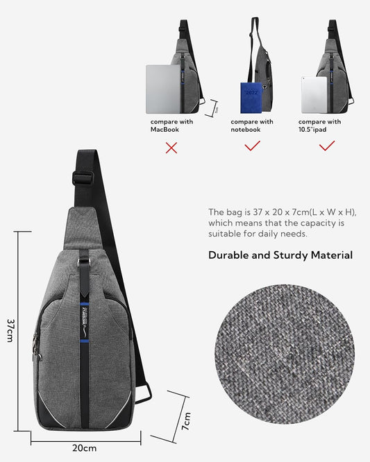 WATERFLY Small Crossbody Sling Backpack Anti Theft Backpack for Traveling Chest Shoulder Bag