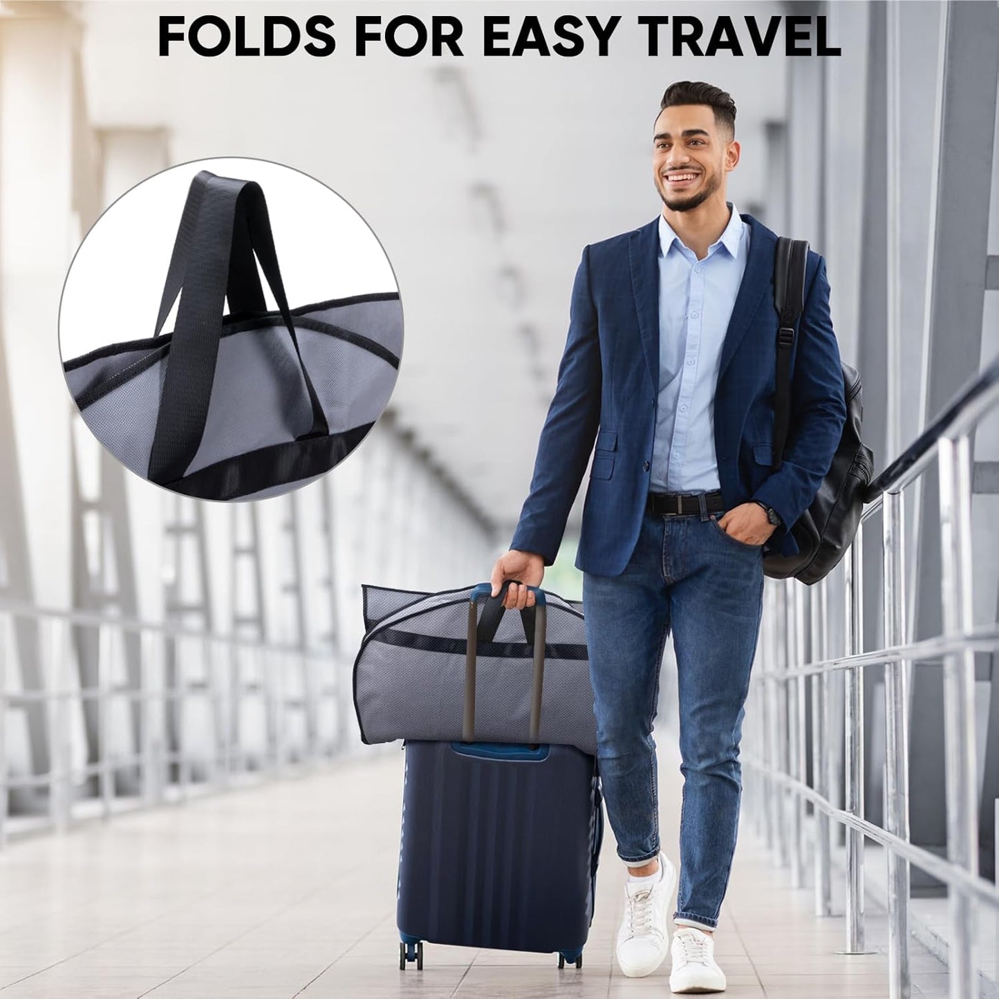 BALEINE 2PK Heavy Duty Garment Bag with Shoe Storage Travel Bag for Dresses, Suit, Coats Travel Essential (60", Grey)