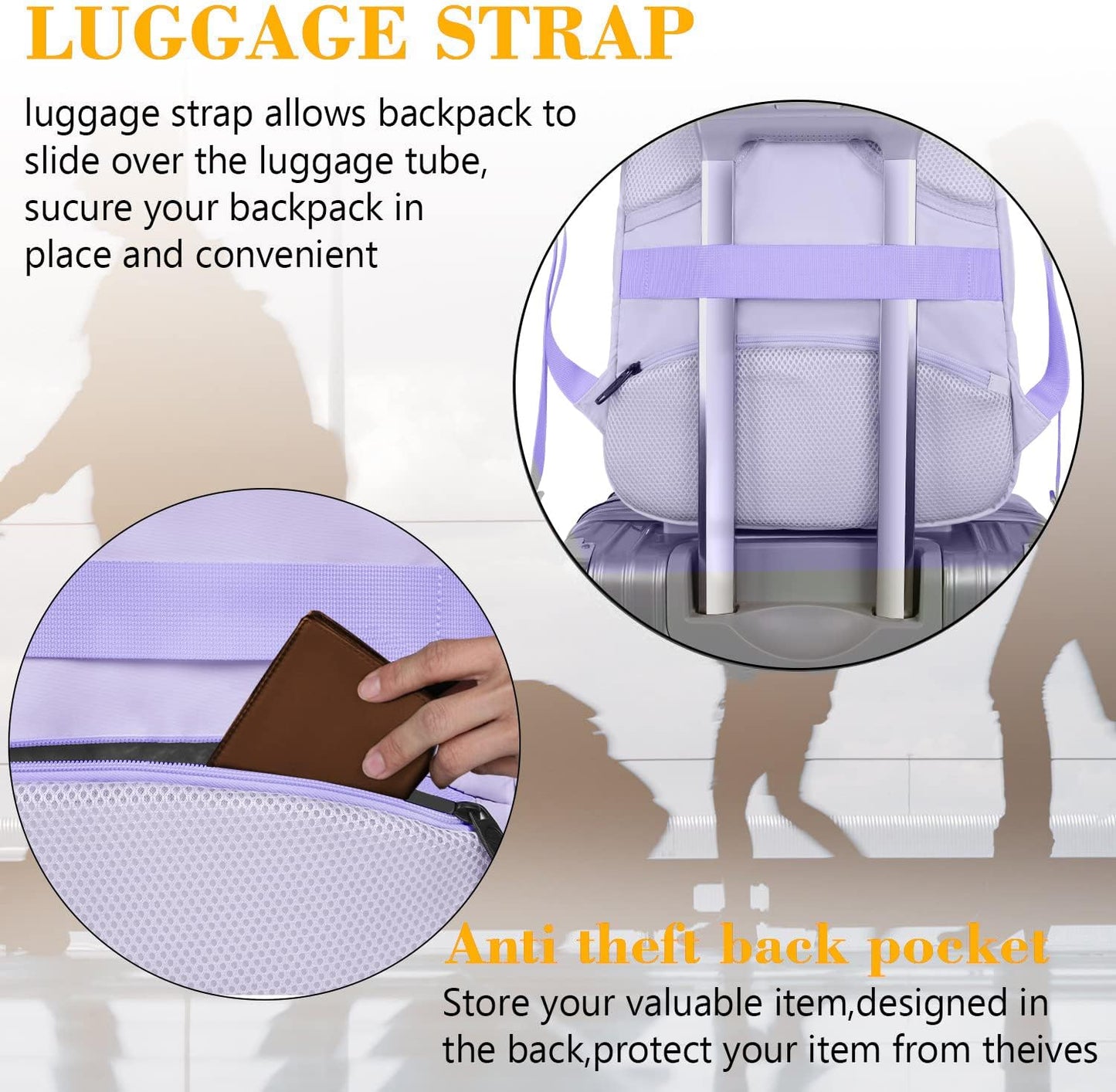 MATEIN Laptop Backpack for Girls, 15.6 Inch College School Backpack for Women with USB Charging Port, Water Resistant Durble Slim Students Bookbag Casual Daypack Travel Computer Nurse Work Bag Gift