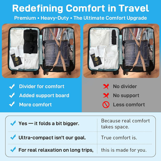 Airplane Foot Hammock, Foot Hammock for Travel Accessories with Ergonomic Removable Foot Divider Design, Airplane Foot Rest, Premium Comfortable Memory Foam & Hardboard for No Feet Clashing(Large)