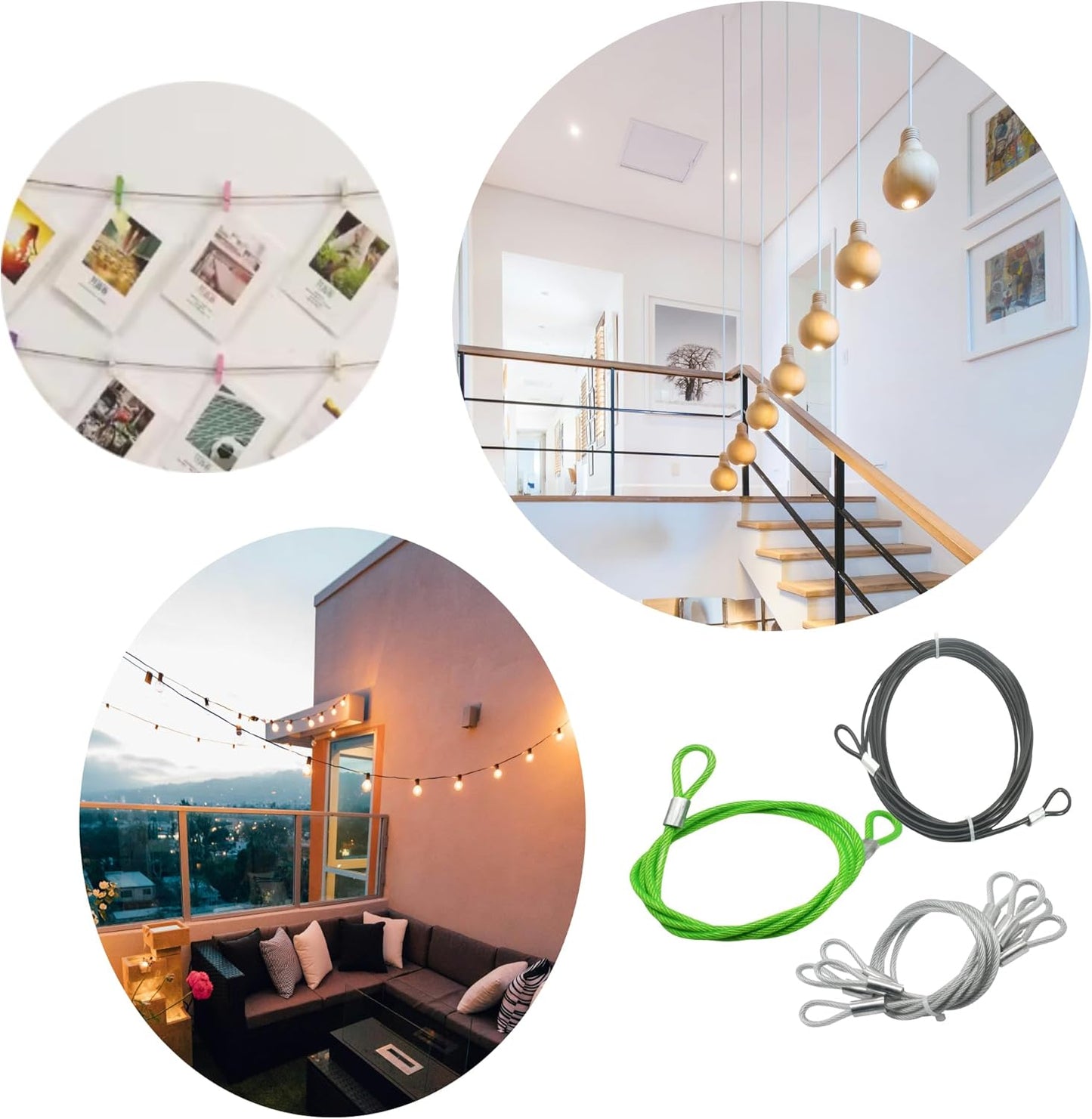 4 pcs 47 inch (120cm) 5mm Thickness Vinyl Cover Coated Galvanized Steel Wire Cable with Loops Security Lanyard Rope Tether Lock, Clear