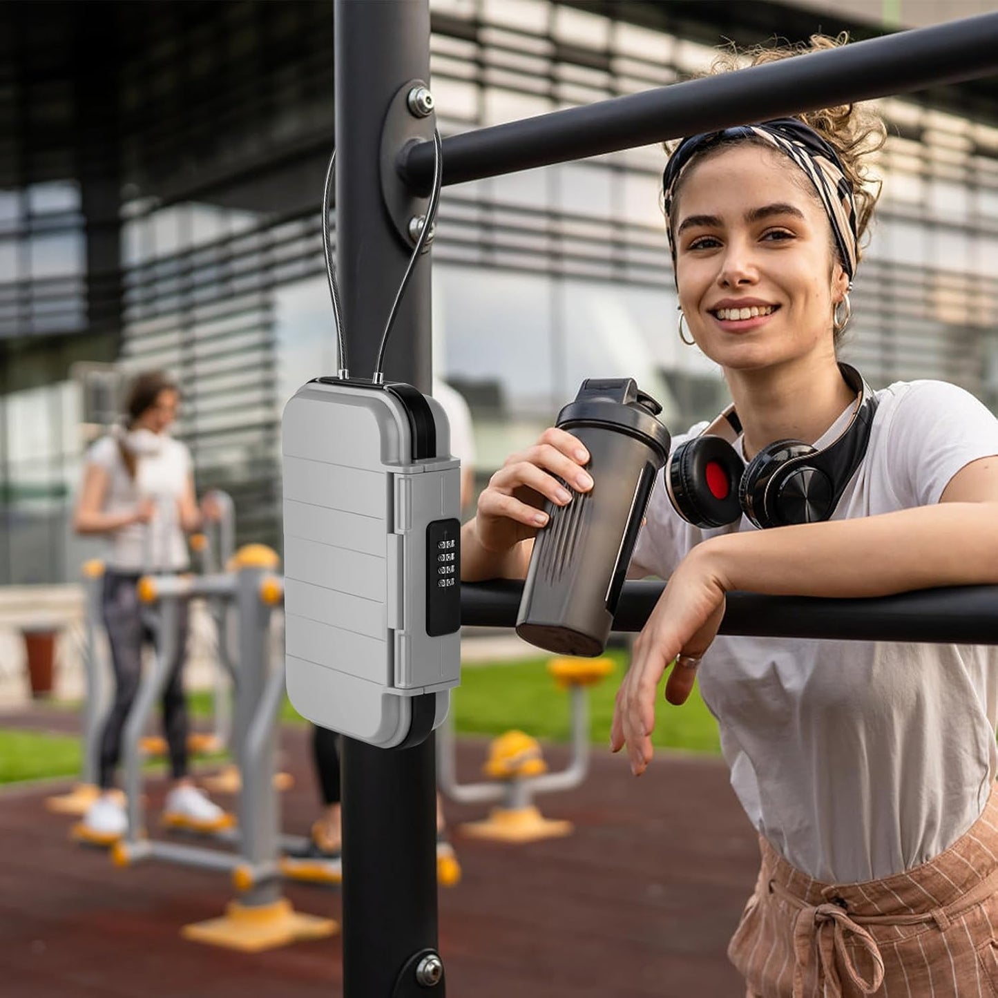 HUANLANG Portable Safe Lock Box with Combination Lock Mini Beach Travel Safe Waterproof Small Lockable Box with Removable Wire Rope Combination Safe Box for Dorm,Travel,Beach,Hotel,Car,Home,Office