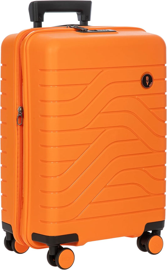 Bric's B|Y Ulisse Spinner Suitcase - 21" Inch Carry-On Luggage - Hard Exterior and TSA-Approved Lock - Orange