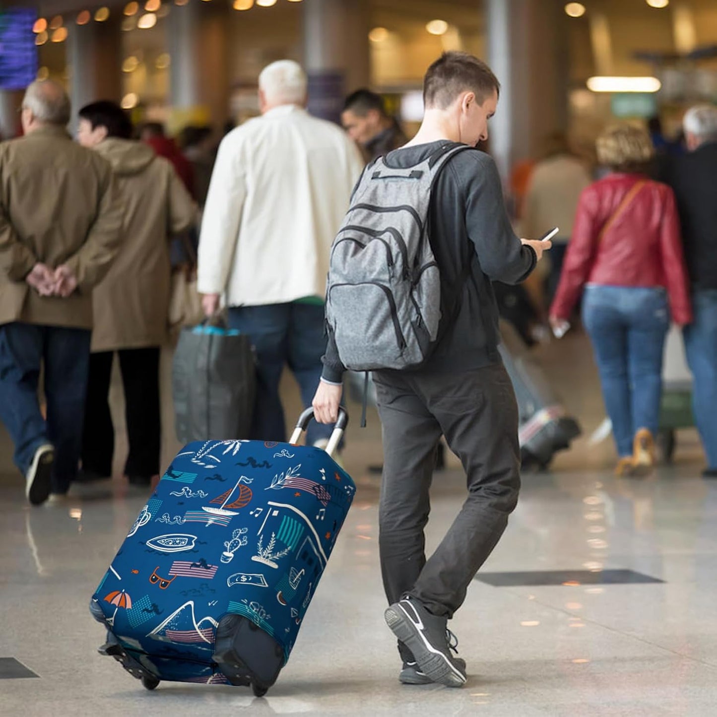 HYPER VENTURE Washable Luggage Cover - Fashion Suitcase Protector Fits 23-26 Inch Luggage (Hawaii Beach, M)