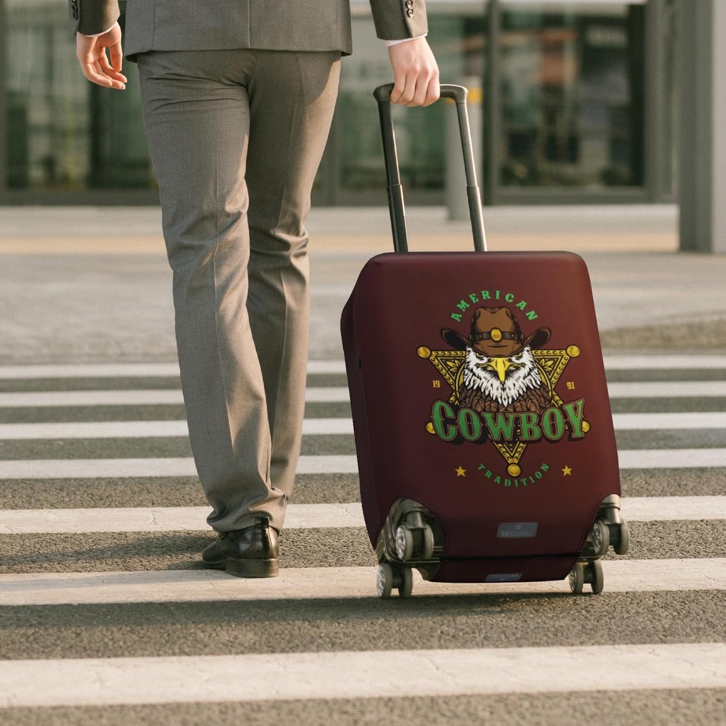 HYPER VENTURE Washable Luggage Cover - Fashion Suitcase Protector Fits 27-30 Inch Luggage (Eagle Glory, L)