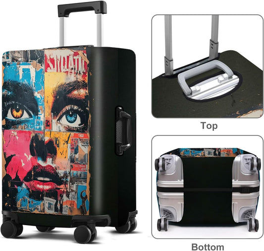 Luggage Cover Washable Suitcase Protector Anti-scratch Suitcase cover Fits 20-34 Inch Luggage (Girl-4, M(24-26inch suitcase))