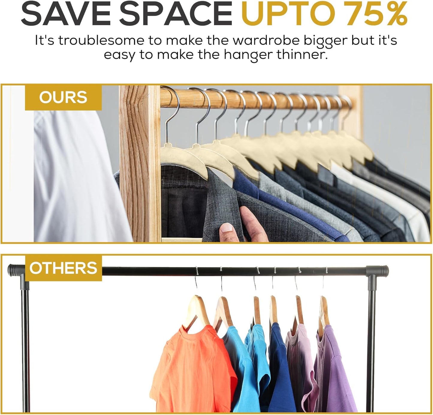 50 Pack New Premium Quality Velvet Hangers Ultra Thin Non Slip Adult Felt Space Saving Hangers for Closet Heavy Duty Coat Pants Jackets Dress Hangers 360° Swivel Hook Hold Upto 10 lbs Ivory