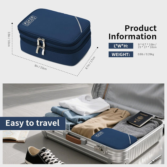 Lanola Universal Cable Organizer Electronics Accessories Cases for Cable, Charger,Power Bank, Phone, USB, SD Card,Memory Cards,Earphone,Flash Drive, Great for Travel and Business - Dark Blue