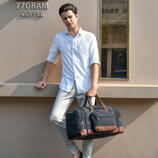 Dimayar Expandable Duffle Bag for Men, 50L Large-Capacity Weekender, Water-Resistant Mens Duffle Bags for Traveling, Lightweight & Durable Overnight Carry-On, Versatile Gym and Travel Bag