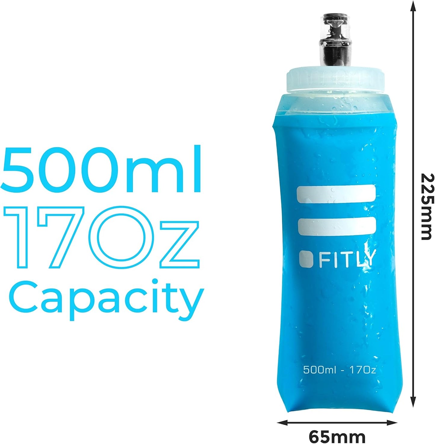Soft Flask - Shrink As You Drink Soft Water Bottle for Hydration Pack - Folding Water Bottle Ideal for Running, Hiking, Cycling, Climbing & Rigorous Activity