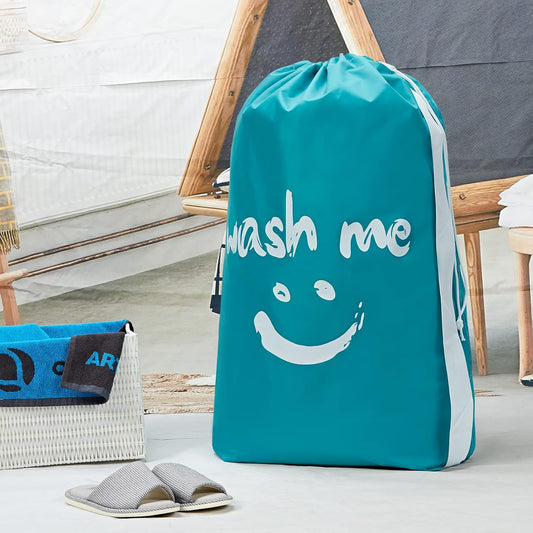 HOMEST 2 Pack XL Wash Me Travel Laundry Bag, Machine Washable Dirty Clothes Organizer, Large Enough to Hold 4 Loads of Laundry, Easy Fit a Laundry Hamper or Basket