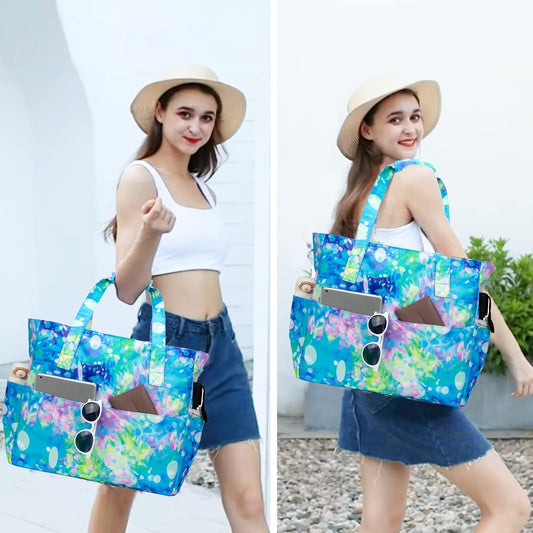 Waterproof Beach Tote Pool Bags for Women Ladies Extra Large Gym Tote Carry On Bag With Wet Compartment for Weekender Travel