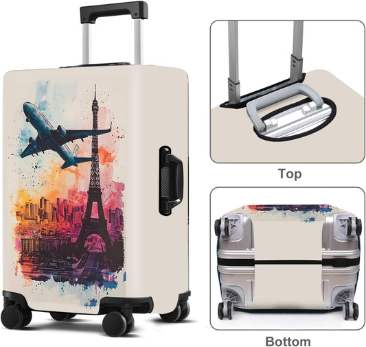 Luggage Cover Washable Suitcase Protector Anti-scratch Suitcase cover Fits 20-34 Inch Luggage (Tower-2, L(28-30inch suitcase))