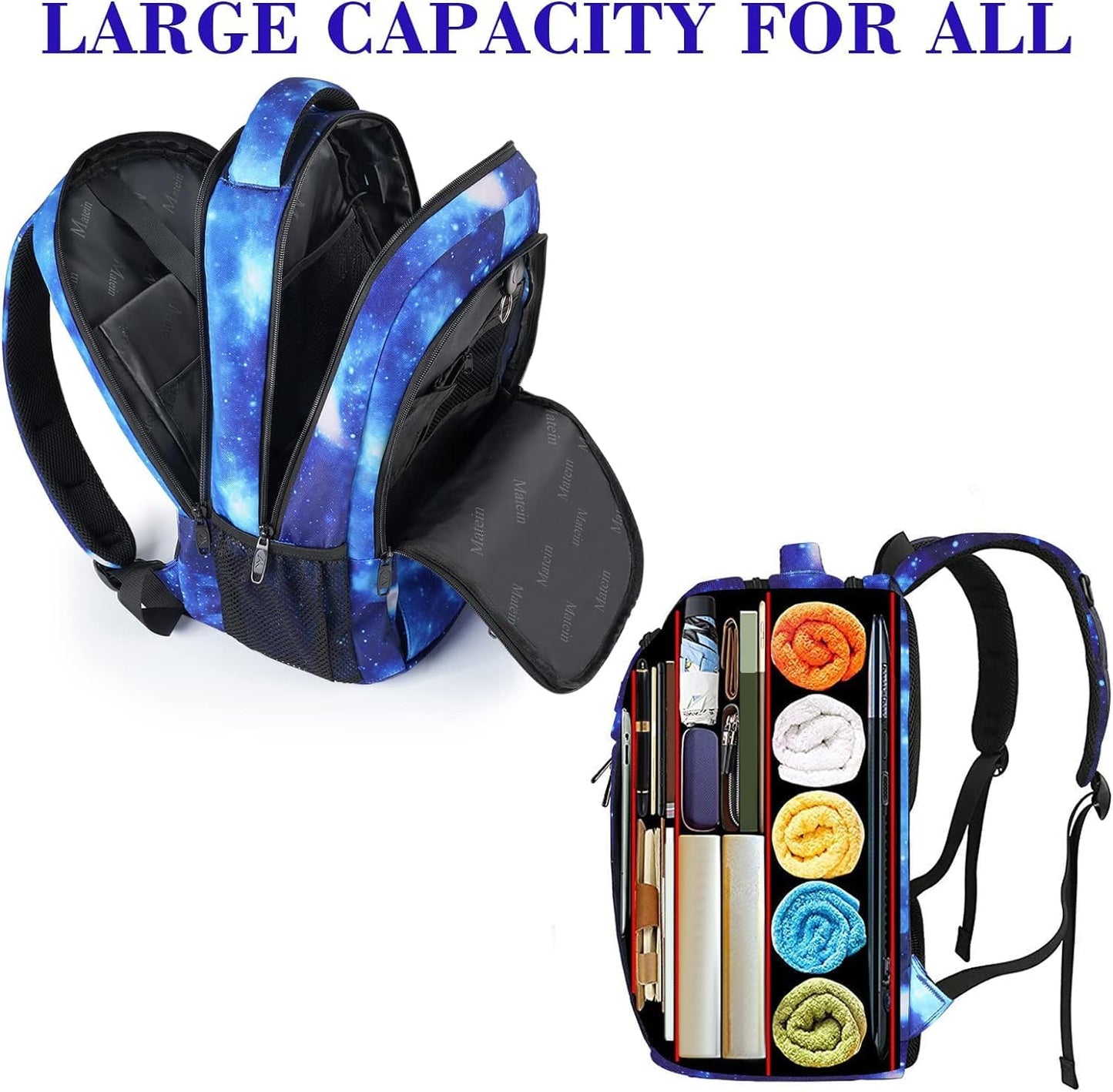 MATEIN School Backpack for Boys Girls, Anti Theft College School Laptop Bookbag for Students with USB Charging Port, Water Resistant Slim Travel Laptop Backpack Fits 15.6 In Computer Gifts for Men