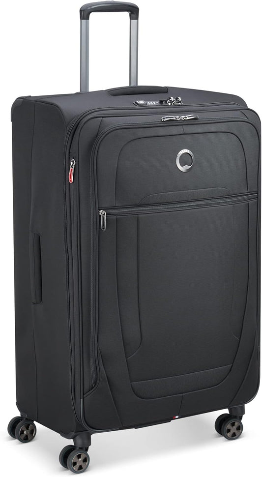 DELSEY PARIS Helium DLX Softside Expandable Luggage with Spinner Wheels, Black, Checked-Large 29 Inch