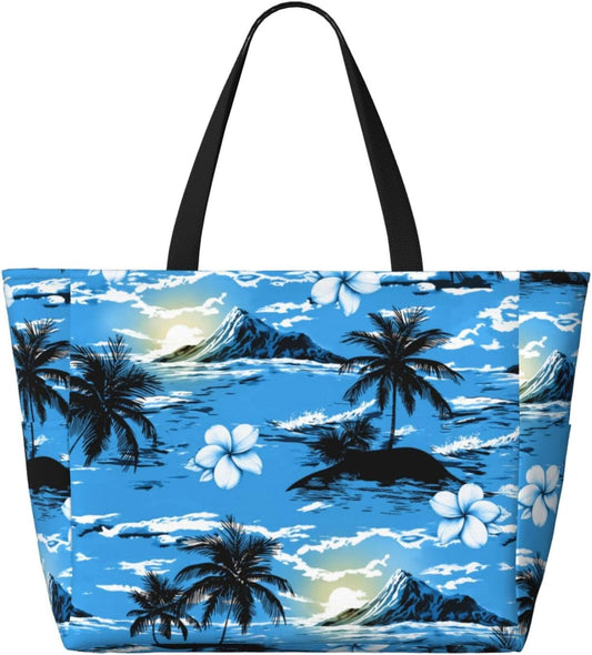 Beach Bag for Women Beach Tote Bag Waterproof Sandproof Large Bags with Zipper Big Capacity for Vacation Travel