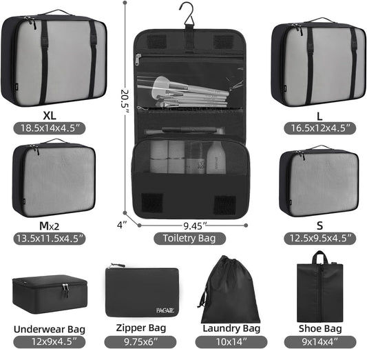 BAGAIL 6 Set/8 Set/10 Set Packing Cubes Various Sizes Packing Organizer for Travel Accessories Luggage Carry On Suitcase