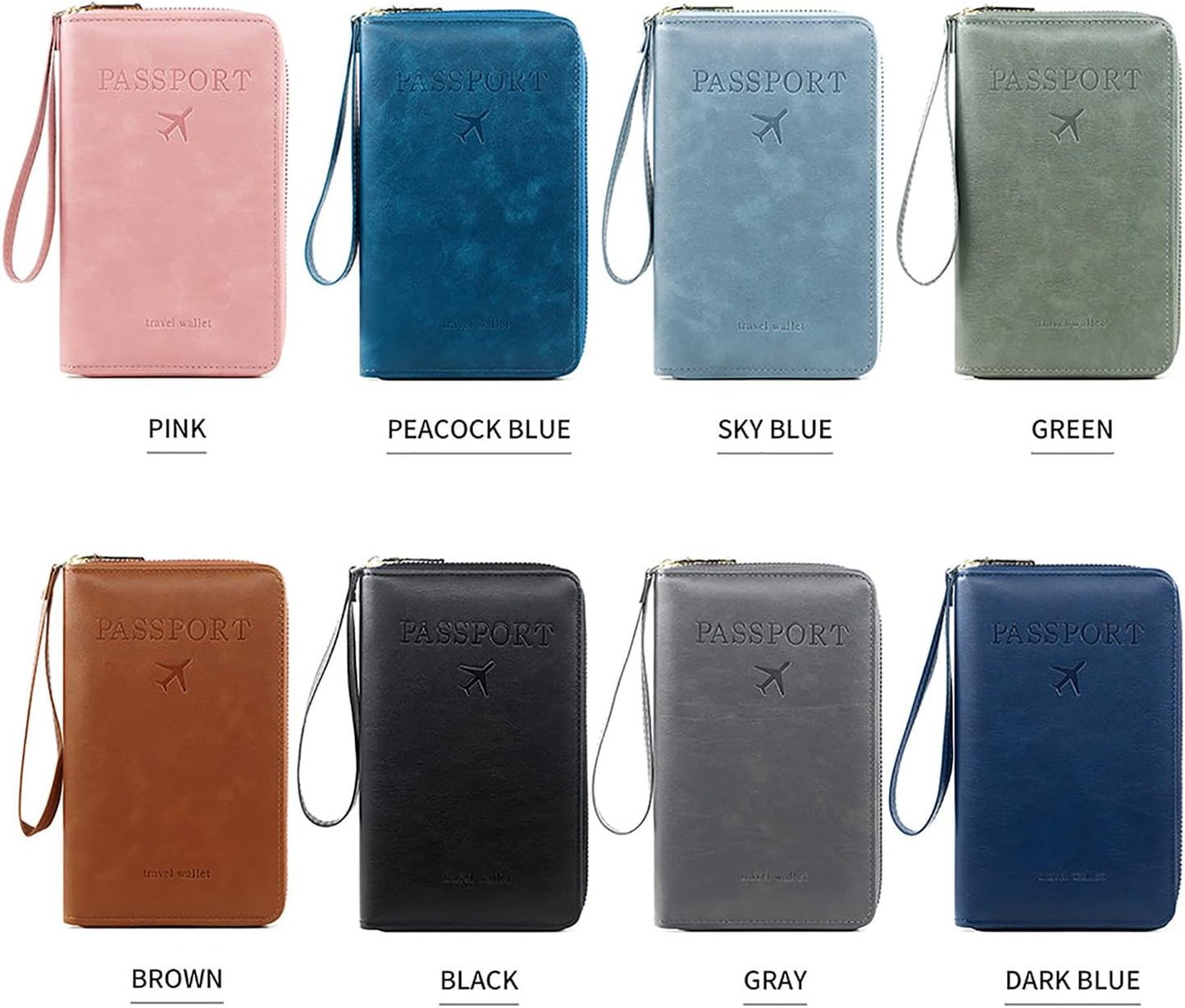 Rowgins Rfid Blocking Passport Holder Wallet, Rowgins Rfid Passport Holder with Zipper, PU Leather PassportHolder for Travel (DARK BLUE)