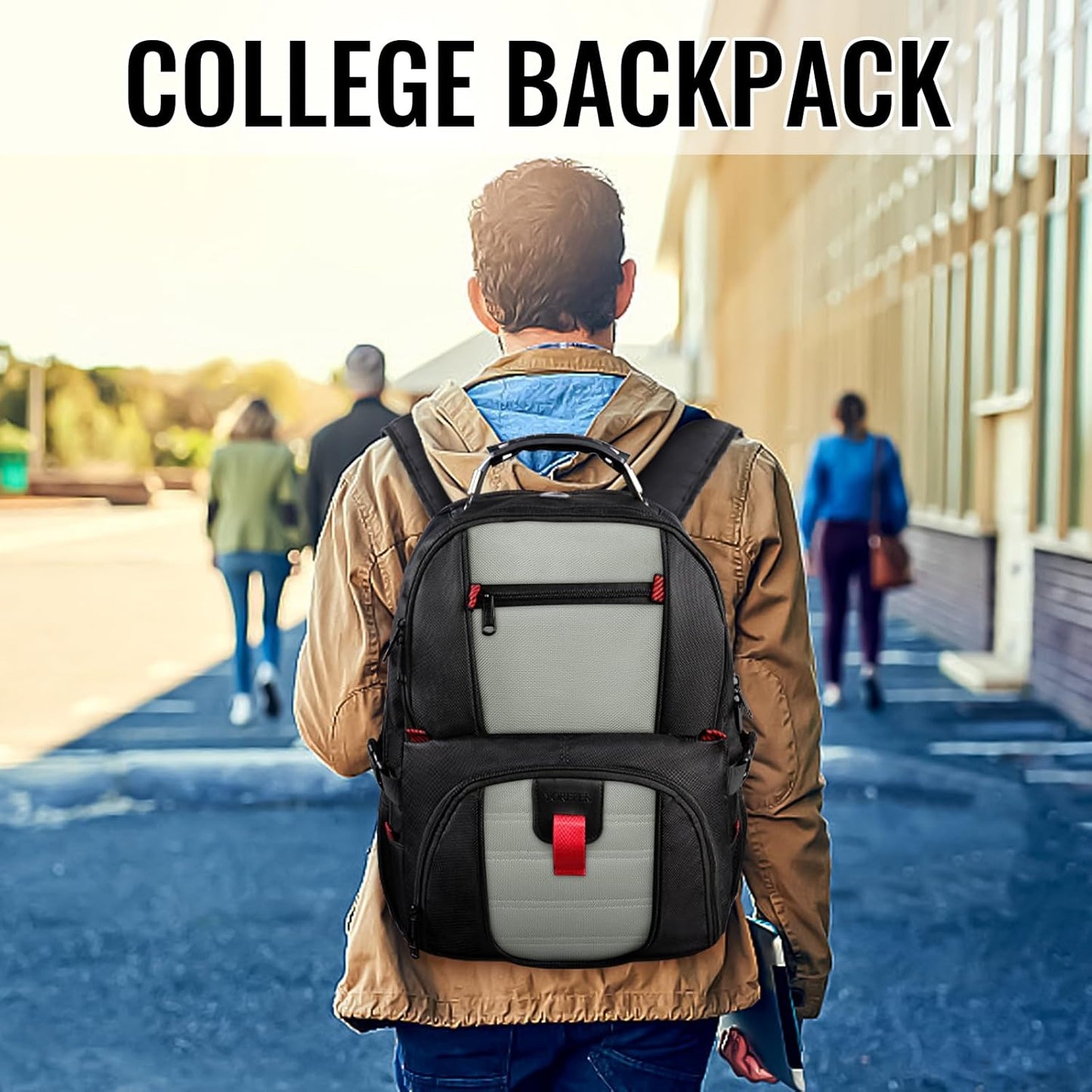 YOREPEK Travel Backpack, 50L Laptop Backpacks for Men Women, Water Resistant Airline Approved Bag with USB Charging Port Fits 17 Inch Computer, Grey