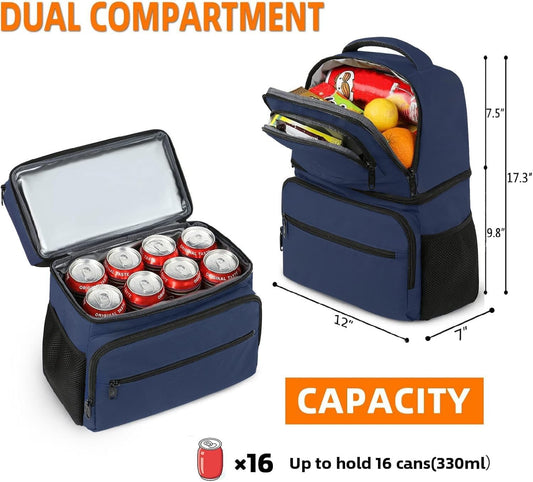 MATEIN Cooler Backpack, 26 Cans Insulated Lunch Backpack for Men Women, Leakproof Double Layer Lunch Cooler Bag Lightweight Soft Lunch Backpack with Cooler Compartment, Beach Camping Hiking Beer Gifts