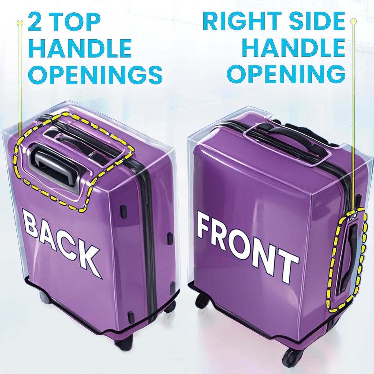 Clear Luggage Cover for 20 inch Suitcase Tsa Approved Thicken PVC Plastic Suitcase Protector Cover for Baggage Travel Waterproof.