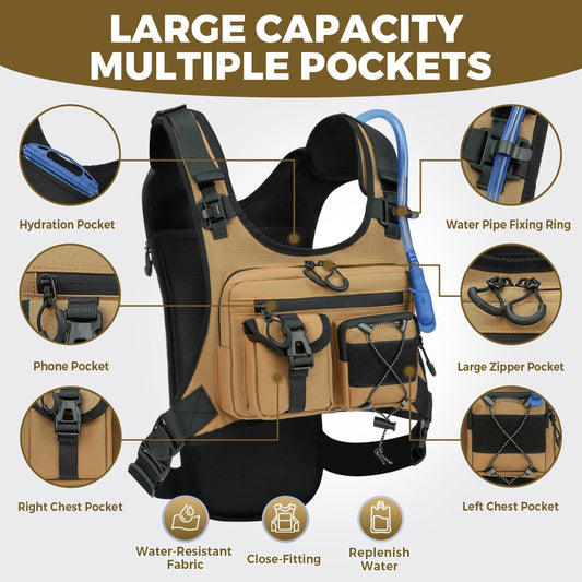 USA Original Patent Running Hydration Vest Backpack, Lightweight Chest Pack with 2.0L Water Bladder Bag Daypack for Hiking Running Cycling Race Marathon for Women Men