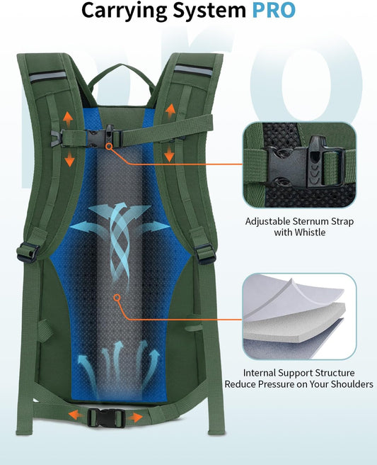 ECOHUB Small Hiking Backpack for Men Women, 20L Lightweight Travel Backpacks Water Resistant Camping Cycling Hiking Daypack