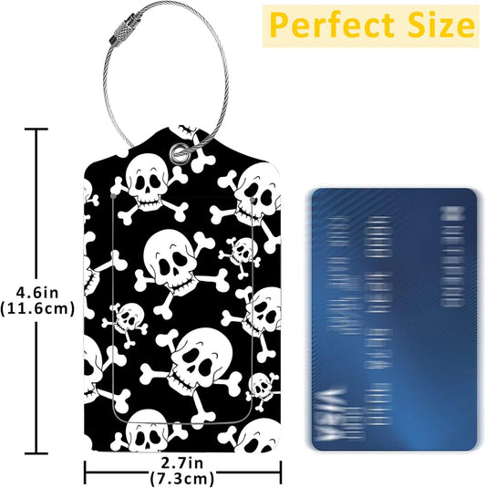 2 Pack Human Skeleton Luggage Tag for Suitcases Skull PU Leather Bag Travel Suitcase ID Identifier Baggage Tags for Women Men Travel
