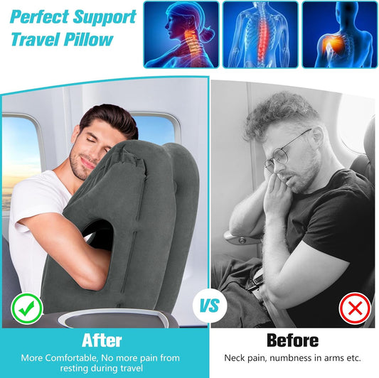 Rewondah Inflatable Travel Pillows for Airplanes | Airplane Pillow for Long Flight | Travel Plane Pillow for Airplanes Sleep Support | Blow up for Long Flights to Avoid Neck Pain