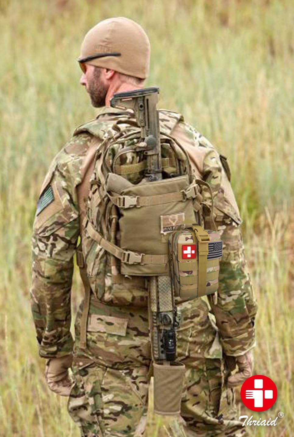 Survival First Aid Kit with Israeli Bandage, Splint, Chest Seal, Tactical Military Combat Molle IFAK for Wound Care, Bleeding Control, Trauma Hemorrhage and More