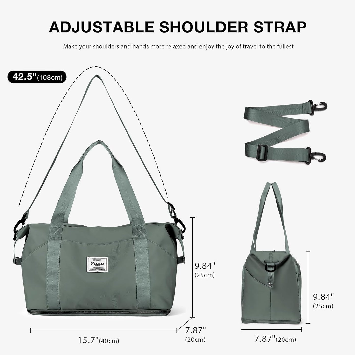 Travel Duffel Bag, Sports Tote Gym Bag, Shoulder Weekender Overnight Bag for Women