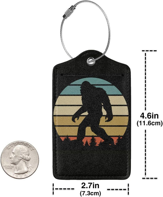 2 Pcs Bigfoot Luggage Tags for Suitcases, Funny Sasquatch Luggage Tags, Bachelorette Honeymoon Anniversary Christmas Birthday Travel Bag Gift for Men Women, Privacy Cover ID Label with Steel Loop