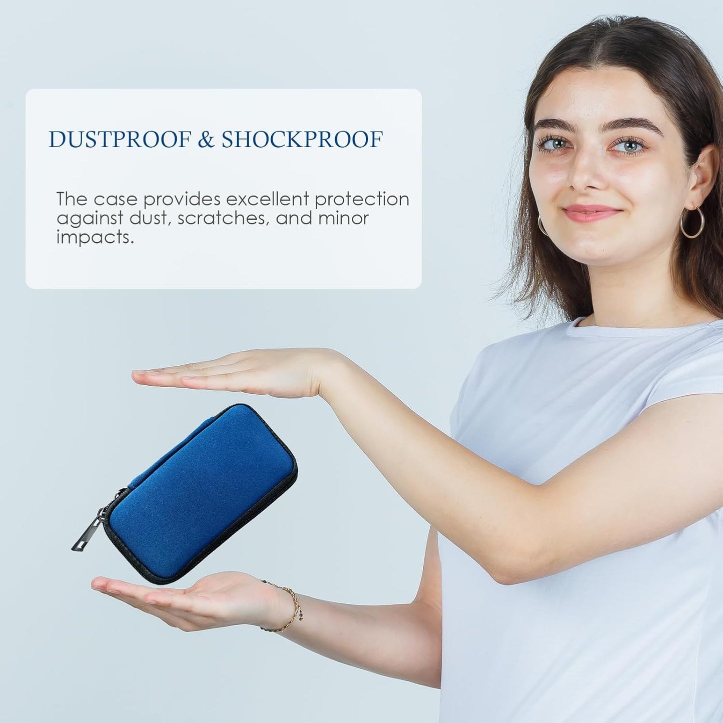 JBOS USB Flash Drive Case with 10 USB Drive Slots and 10 Memory Card Slots Storage Organizer Case Holder for Thumb Drives Jump Drives SD Cards with Zipper Bag Blue