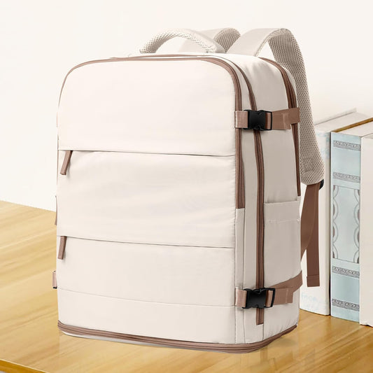 coowoz Travel Backpack Carry On for Women Man Gym Backpacks with Laptop Compartment Mochila de Viaje Teacher Personal Item Backpack Rucksack Airplane Accessories Must Haves Beige Brown