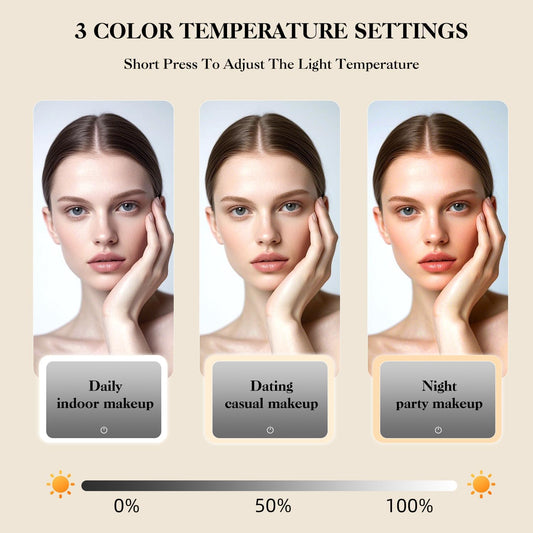 Travel Makeup Bag With LED Mirror,Cosmetic Train Case with 3 Color Setting,Cosmetic Makeup Organizer Bag with Adjustable Dividers,Portable Make up Box with Make up Brushes Holder Storage(Back)